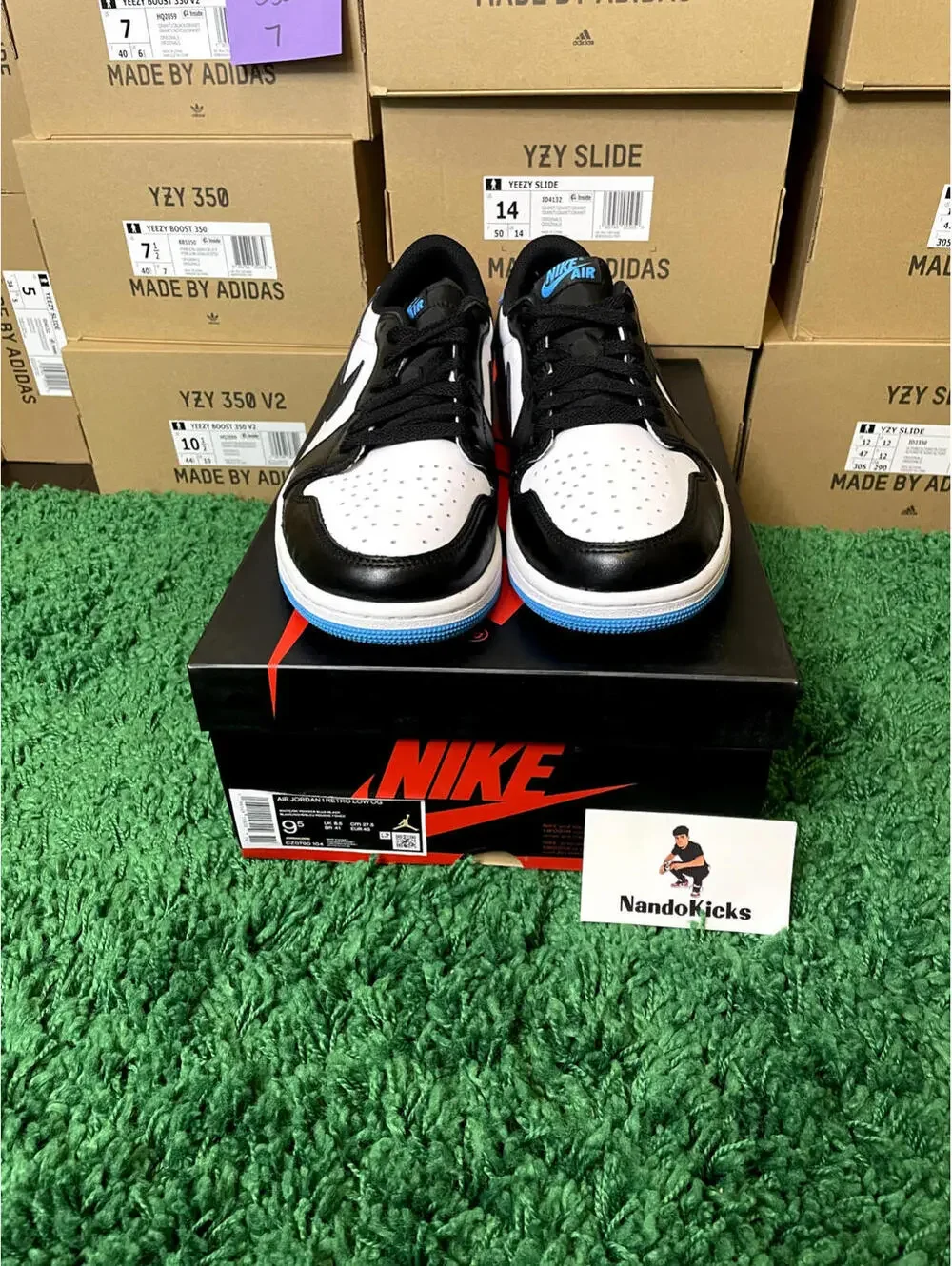 Nike Jordan 1 Retro Low Black Dark Powder Blue' Size 6.5Y